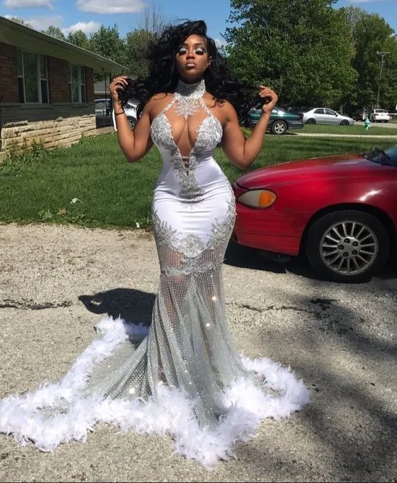 Trendy Boutiques Online Sexy Prom Dress Mermaid Black Girl Prom Dresses Silver Black Girls Long Formal Evening Dress Prom Dresses    cg21172