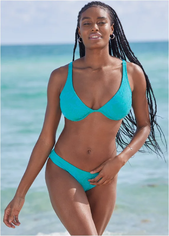 Seasonal Fashion Texture Underwire Top - Tropic Palm