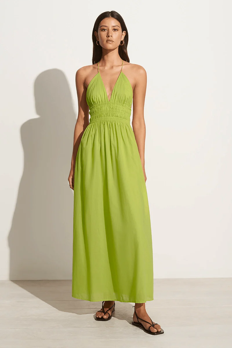 Vintage Fashion Bisetta Maxi Dress - Kiwifruit