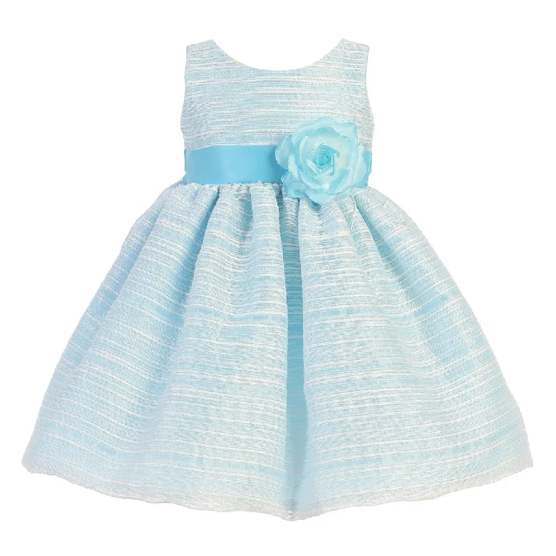 Chic Women’s Clothing for Date Nights Little Girls Blue Sleeveless Striped Organza Easter Flower Girl Dress 2T-6