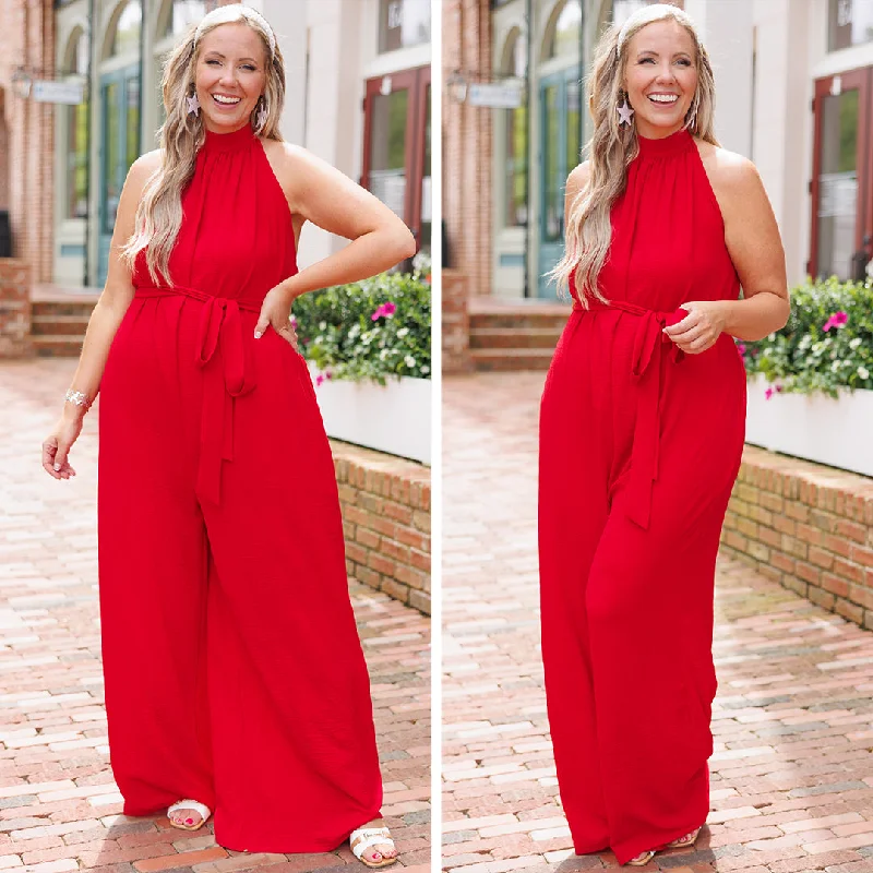New Arrival Discounts Beautiful Essence Jumpsuit, Red