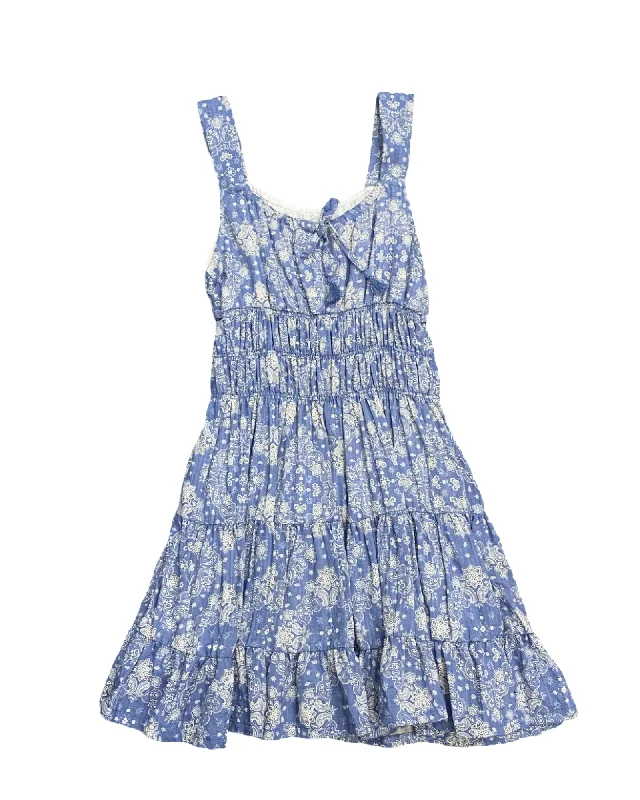 The Latest Fashion Trends Blue Bandana Ruched Body Ruffle Hem Dress