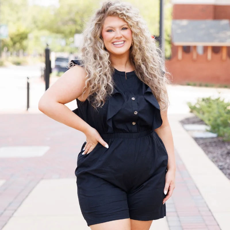 Summer Sale What's Happening Today Romper, Black