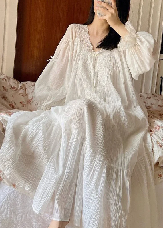 Chic Styles Boutique White Lace Wrinkled Patchwork Cotton Dresses Spring