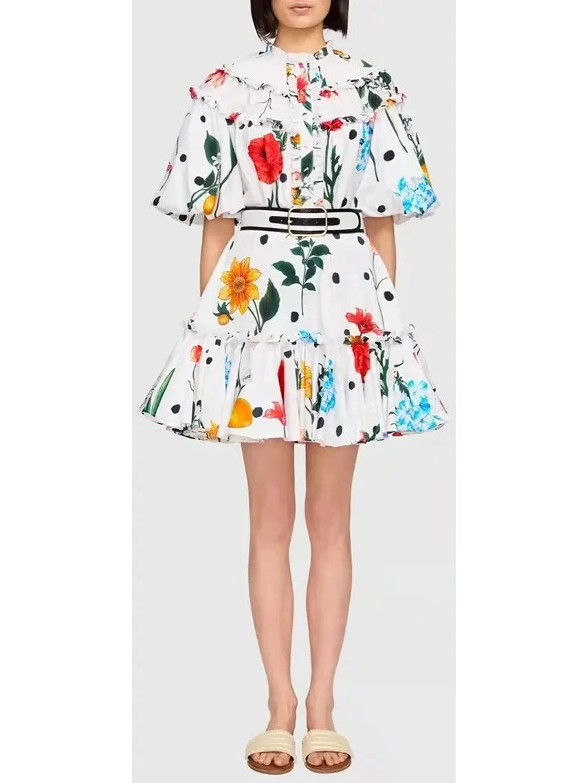 Casual Yet Stylish Separates Belted Printed Mini Dress