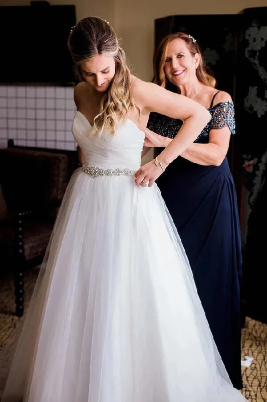 Sale Clothes Online Roycebridal Tulle A-line Sweetheart Wedding Dresses With Rhinestone, Bridal Gowns, MW821
