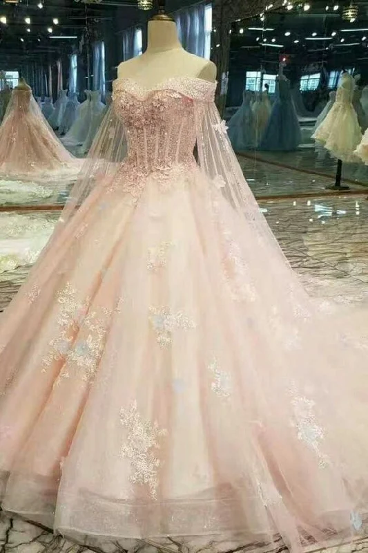 Women’s Activewear for Exercise and Sports A Line On & Off Shoulder Dresses | V Neck Floor Length Lace Gown Girls Wear Prom Dress           cg23239