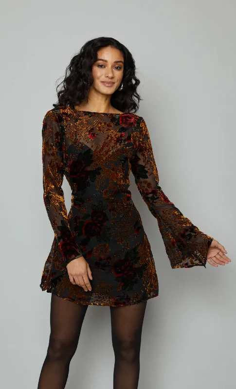 Enjoy Discount Brown Burnout Shift Mini Dress