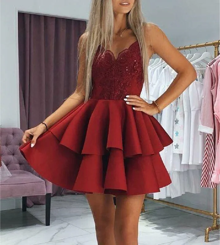 Business Casual Outfits Women Lace Prom Dresses Short Cocktail Gowns Girls Appliques Homecoming Dresses Short Graduation Dress YHD020