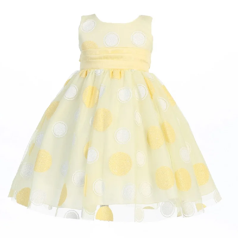 Trendy Women’s Outfits for Casual Wear Big Girls Yellow Glittered Polka Dot Tulle Easter Dress 7-10