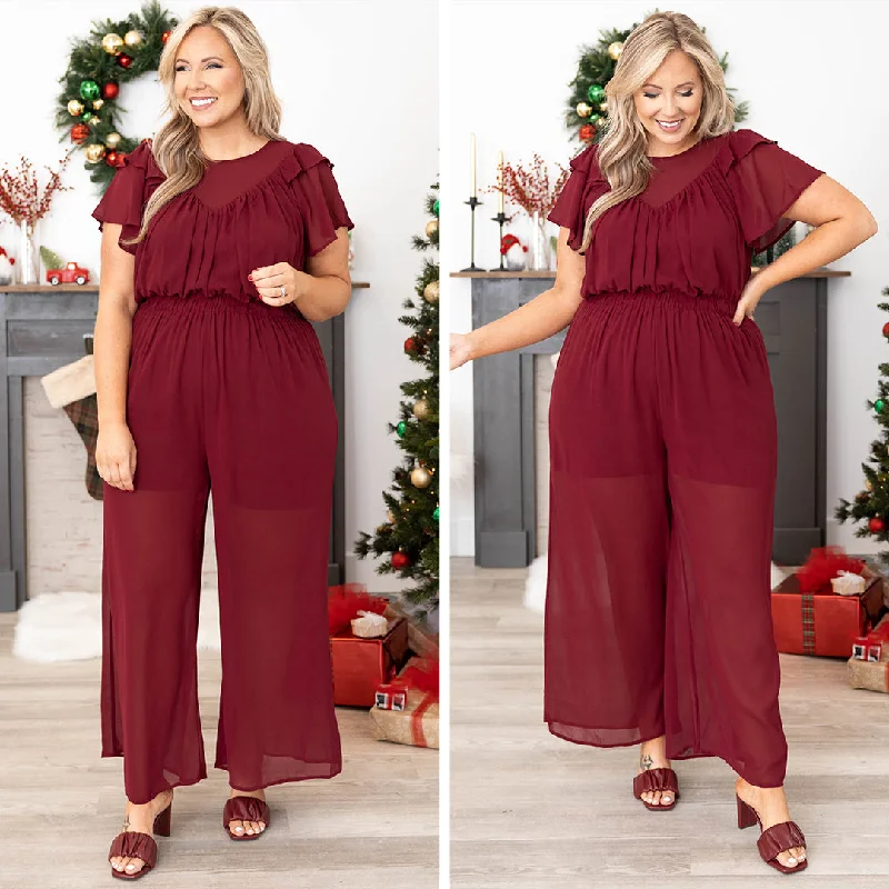 End of Season Sale No Ordinary Day Jumpsuit, Wine