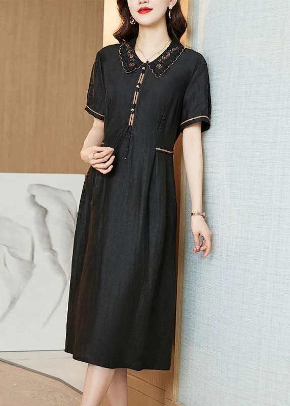 Flash Sale On Women's Apparel – Grab Your Favorites Today Slim Fit Black Zip Up Patchwork Silk Cinch Dresses Summer