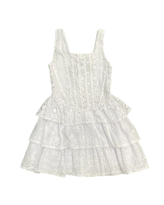 The Latest Trends White Eyelet Tank Tiered Dress