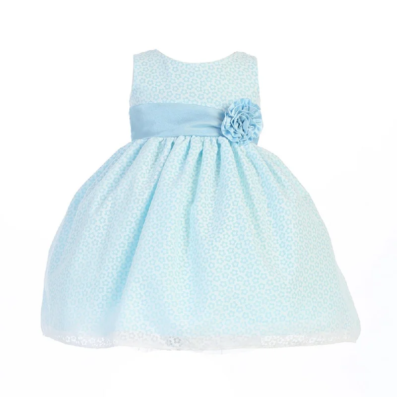 Sale Clothes Online Baby Girls Blue Cotton Burnout Special Occasion Easter Dress 3-24M