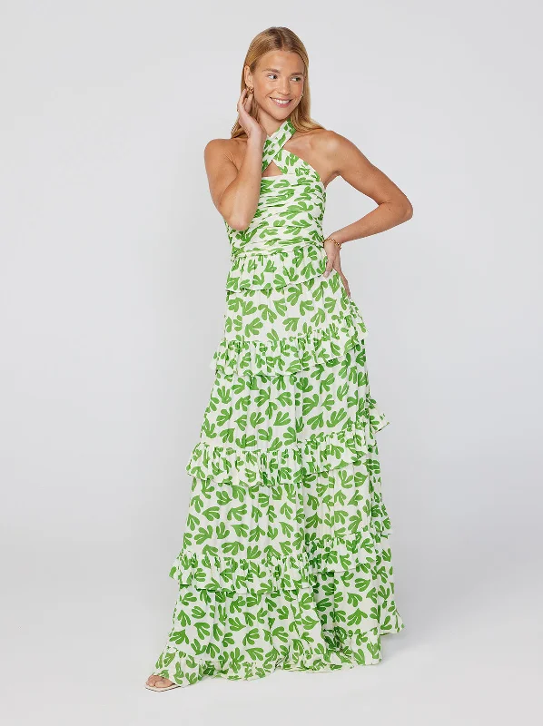Women Fashion Romily Leaf Print Maxi Dress