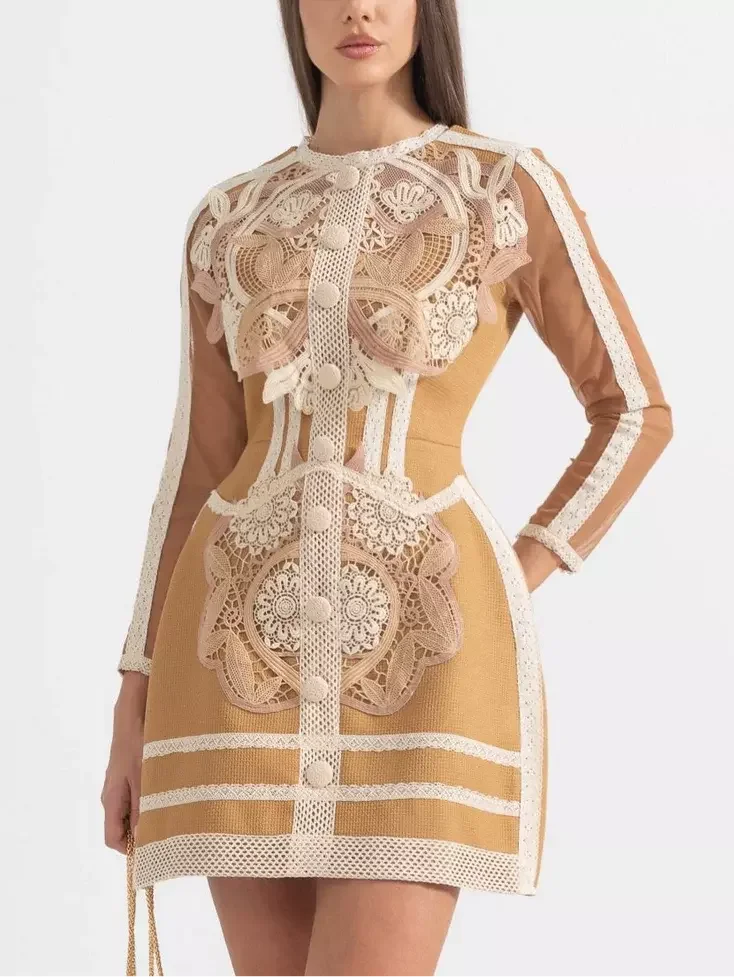 Stylish Savings Macrame and Lace Embroidery Mini Dress