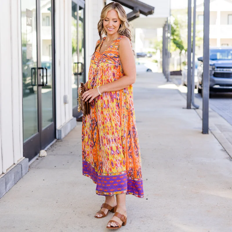 Eclectic Fashion Sunsets In the Summer Jumpsuit, Orange