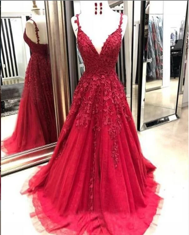 Sales For Clothes Wine Red Lace Long Girls Graduation Senior Prom Dresses Lace Formal Wear with Strapes PL5120