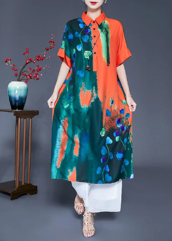 Affordable Luxury – Chic Clothing At Special Prices Chic Colorblock Peter Pan Collar Tie Dye Silk Vacation Dresses Summer