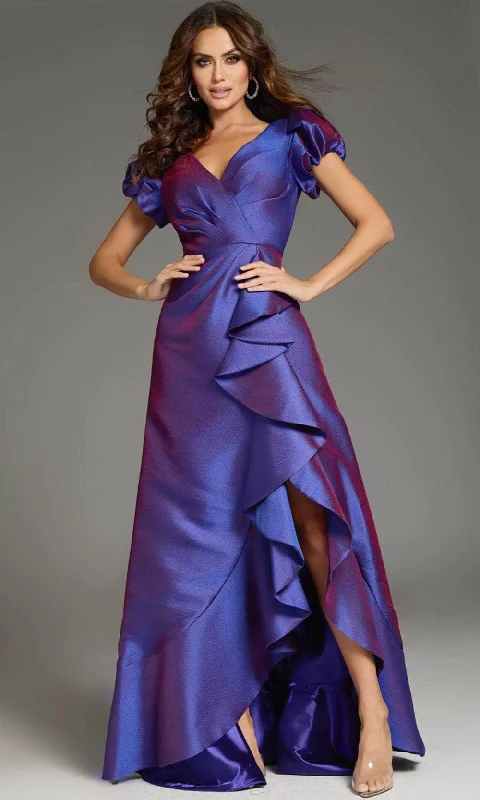 Best Boutiques Online Jovani 37097 - Short Puff Sleeve Ruffle Prom Gown