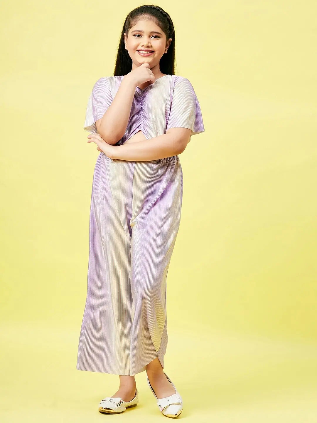 Fashionista Favorites Girl's Exposing Solid Jumpsuit Purple