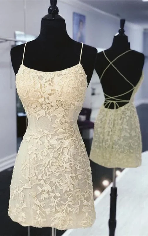 Relaxed Fashion Women Lace Prom Dresses Short Cocktail Gowns Girls Appliques Homecoming Dresses Short Graduation Dress YHD049