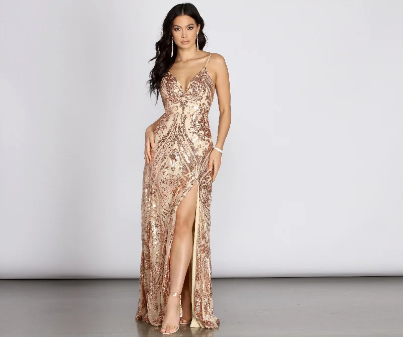 Unleash Your Style Nia Sequin Stylish Scroll Dress