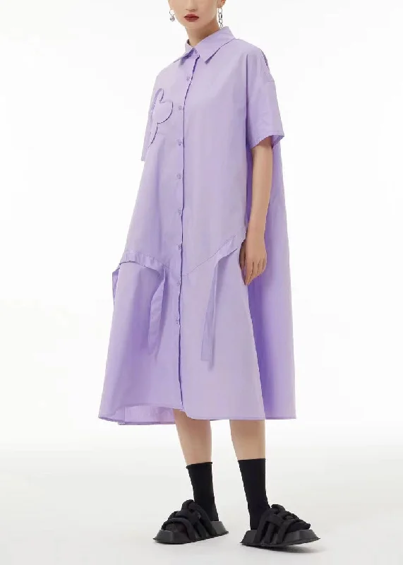Limited-Time Offers On Elegant And Casual Styles Purple Patchwork Applique Cotton Vacation Dresses Tassel Summer