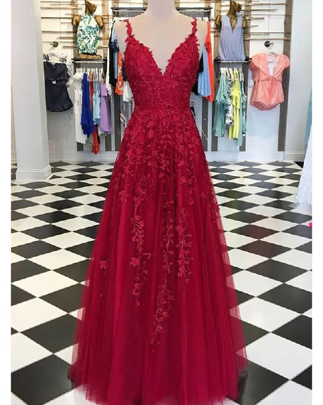 Women's Clothes Online Shopping Burgundy /Turquoise /Green Fancy Girls Burgundy Lace Appliques Prom Dresses with Straps PL1129