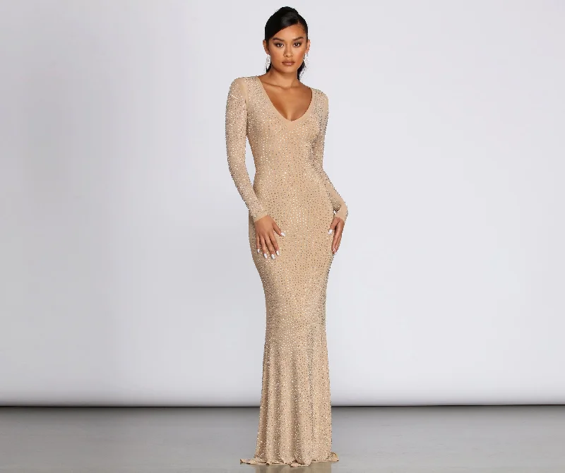 Luxe Women's Fashion Jazzy Formal Stylish Heat Stone Dress