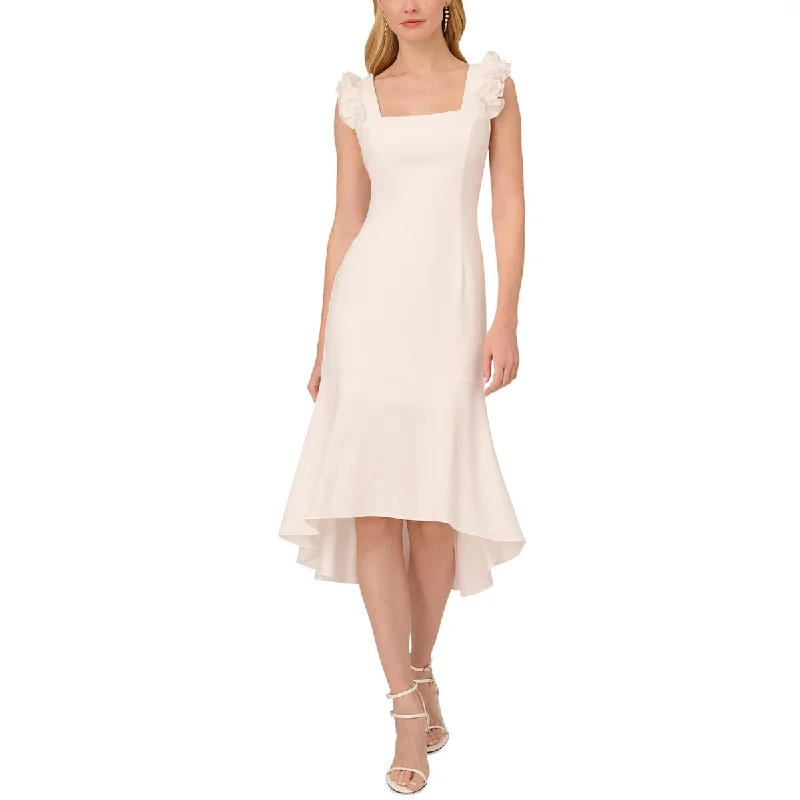 Summer Sale Adrianna Papell Womens Plus Ruffled Crepe Midi Dress