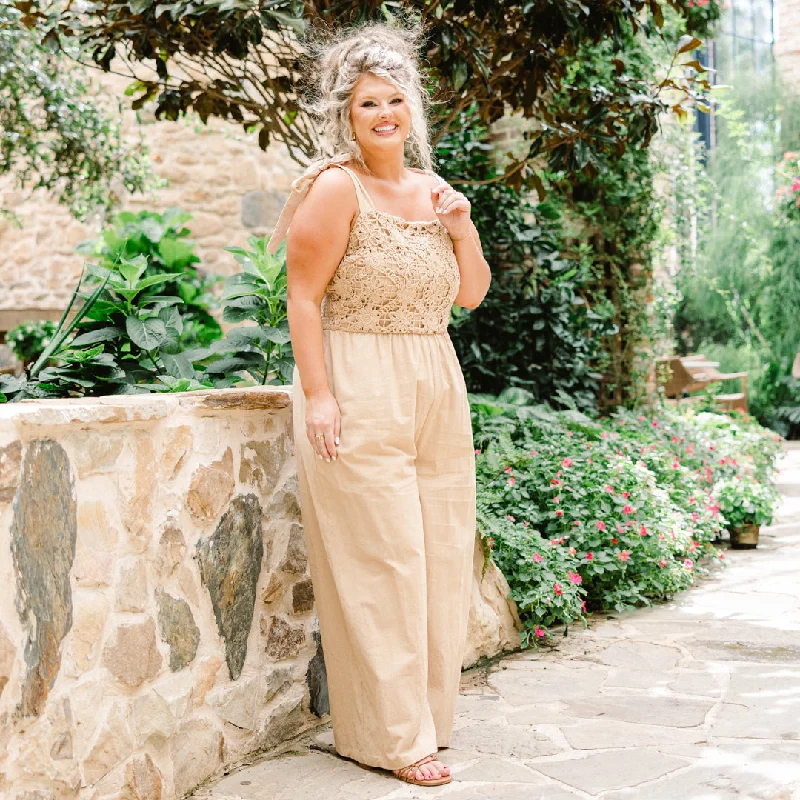 Trendy Boutique Online Let's Dance Tonight Jumpsuit, Latte