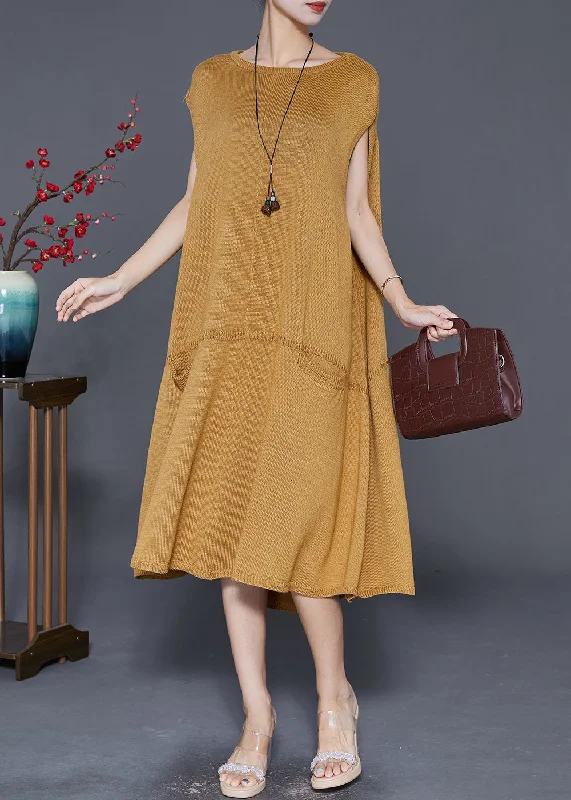 Best Fashion Deals Of The Season – Upgrade Your Style Natural Yellow Oversized Patchwork Knit Vacation Dresses Fall