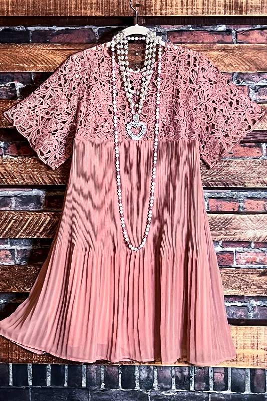 Your Exclusive Discount Awaits LIFETIME CELEBRATIONS MAUVE PLEATED DRESS