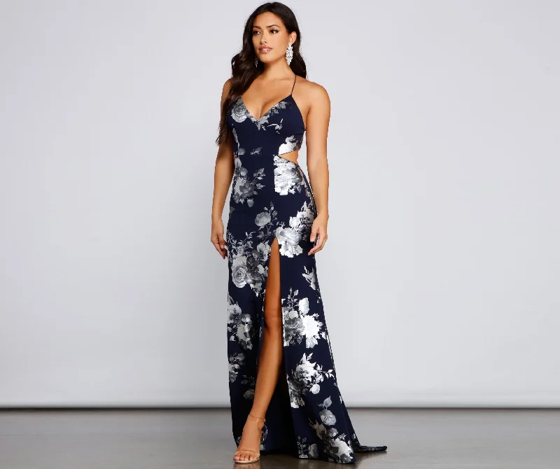 Trendy Women's Wear Courtney Foiled Stylish Floral Formal Dress