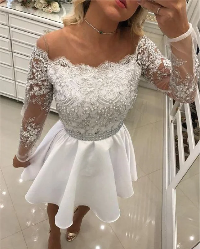 Edgy Fashion Women Lace Prom Dresses Short Cocktail Gowns Girls Appliques Homecoming Dresses Short Graduation Dress YHD018