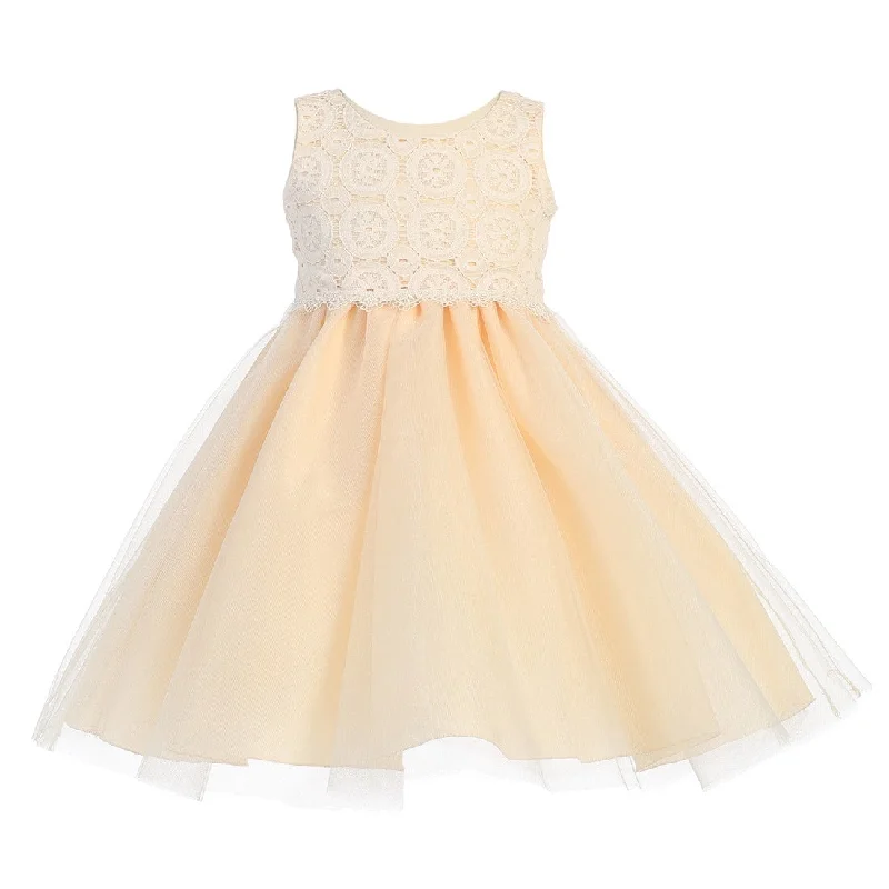 Clothes For Sale Baby Girls Peach Lace Bodice Tulle Easter Flower Girl Dress 3-24M