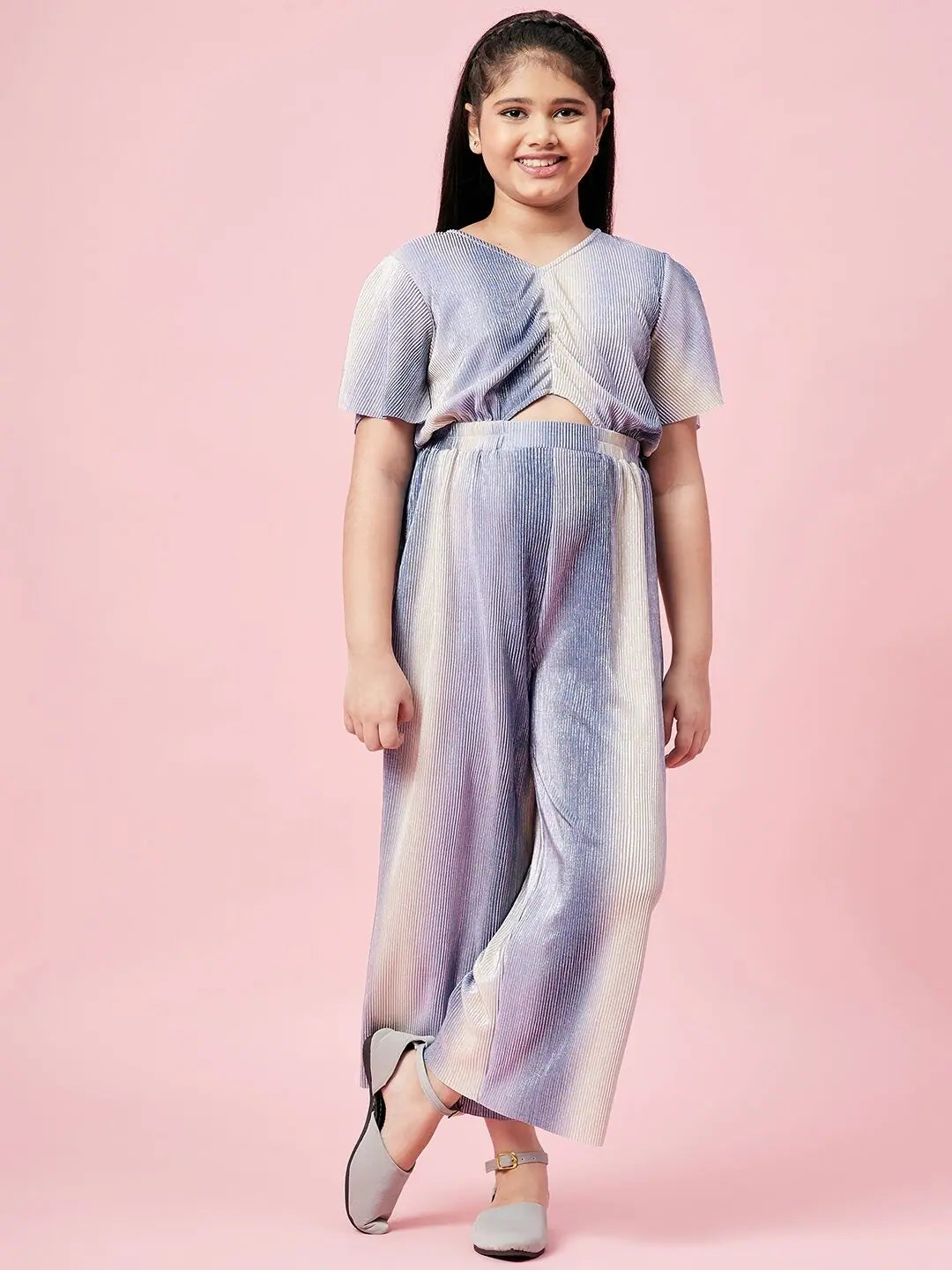 Chic Style Girl's Raiment Printed Jumpsuit Blue