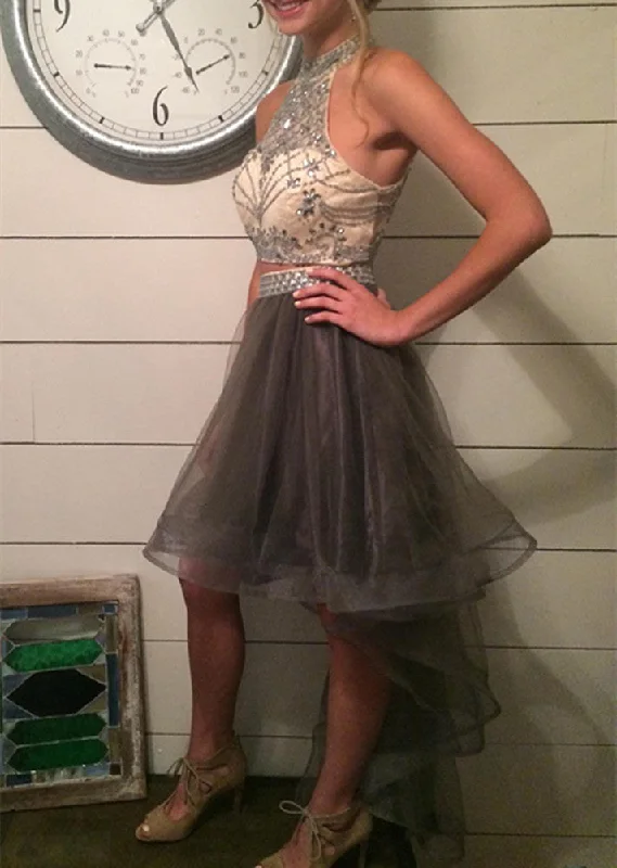 Vibrant Femme Fashion Women High Low Prom Dresses Short Cocktail Gowns Girls Beads Homecoming Dresses Short Graduation Dress YHD106