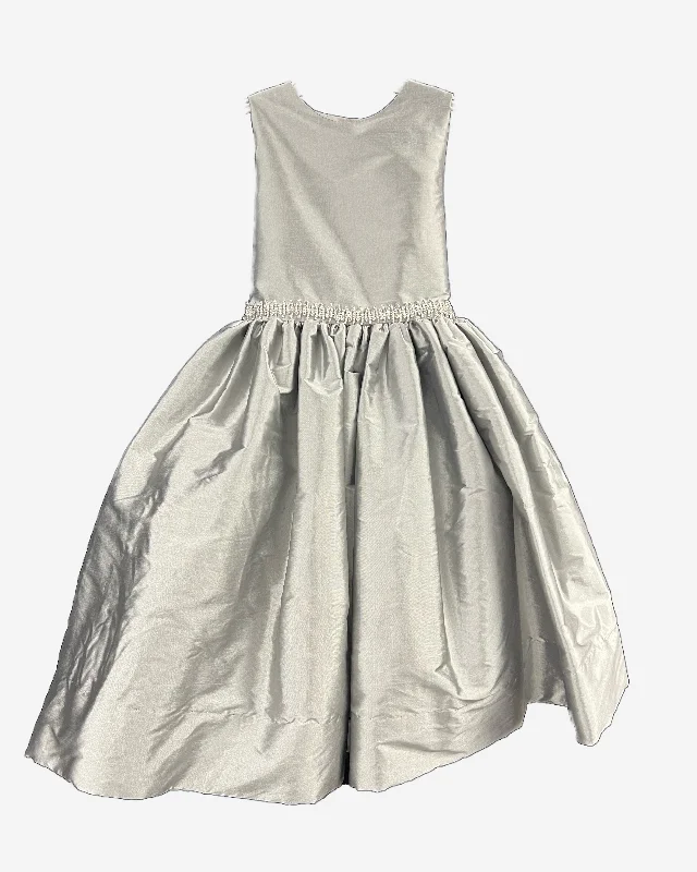 Dive Into Trendy Women's Fashion Silver faux silk with sparkle belt dress