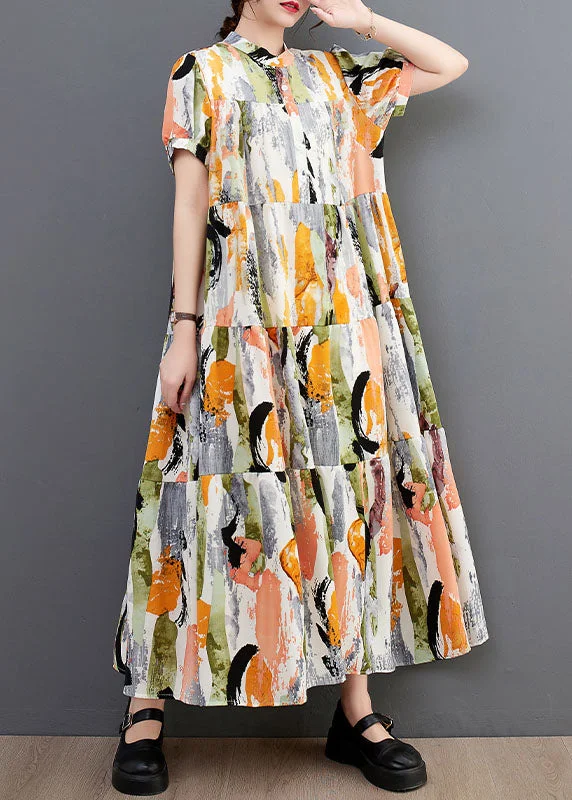 Refresh Your Wardrobe With Exclusive Discounts Bohemian Oversized Ink And Wash Print Cotton Robe Dresses Summer