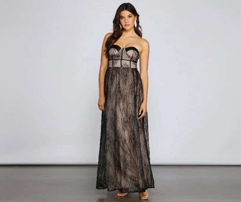 Evening Elegance Laurel Formal Lace Charming Illusion Corset Dress