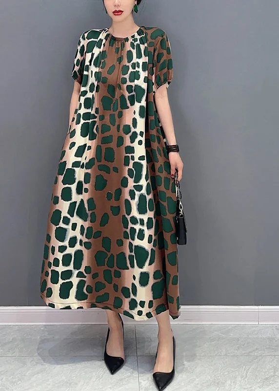 Trend Leading Collection DIY Cinched Oversized Leopard Print Cotton A Line Dress Summer