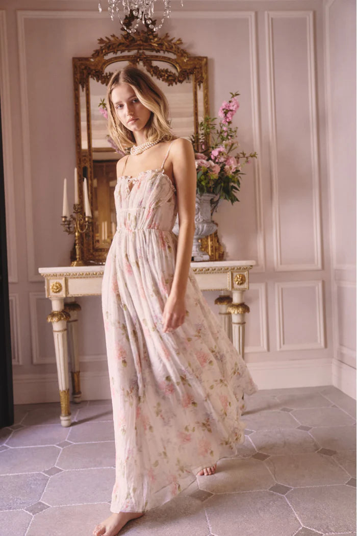 Fashion Women's Clothing Santee Lurex Chiffon Floral Maxi Dress