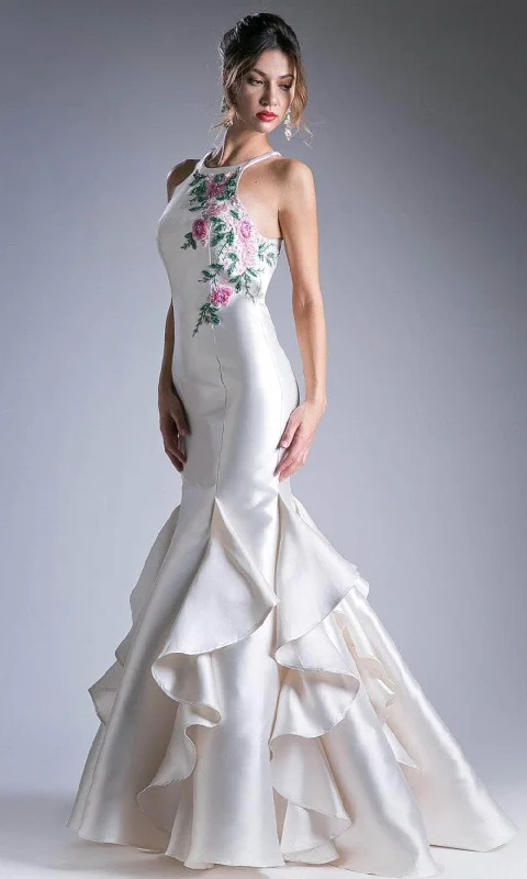 Fashion Forward Outfits Ladivine 83830 - Embroidered Mikado Mermaid Gown
