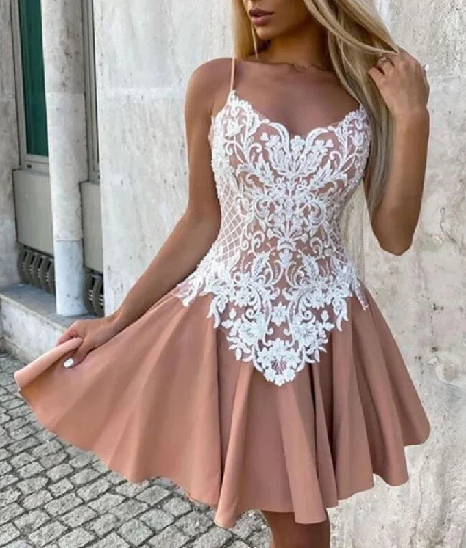Elevate Your Wardrobe Women Appliques Prom Dresses Short Cocktail Gowns Girls Homecoming Dresses Short Graduation Dress YHD147