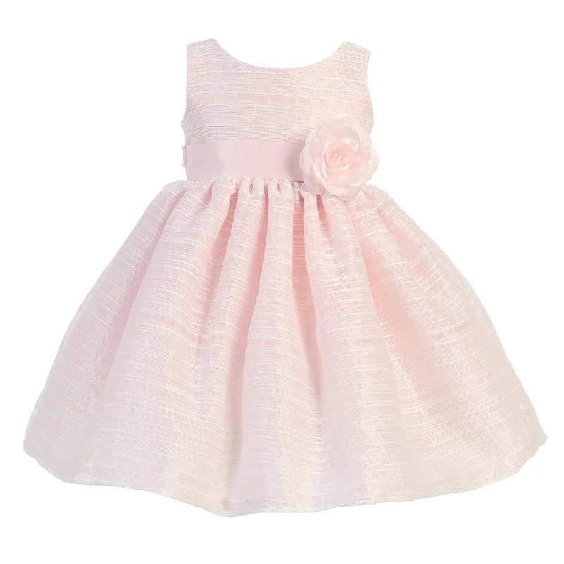Women’s Evening Wear for Special Occasions Big Girls Pink Sleeveless Striped Organza Easter Flower Girl Dress 7-10