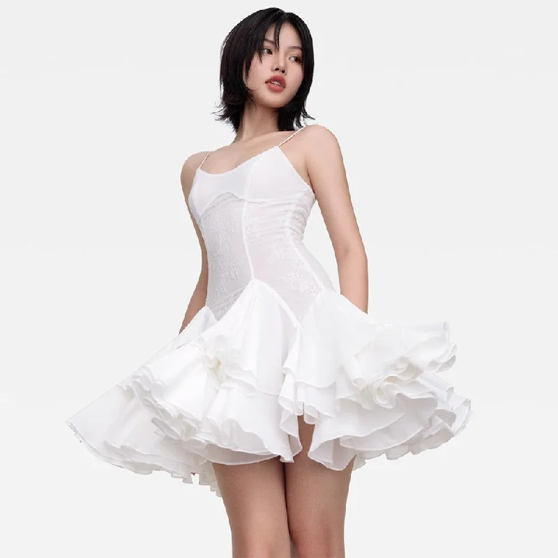 Seasonal Clearance Strappy Sleeveless Lace Mini Dress ZNSBA1019