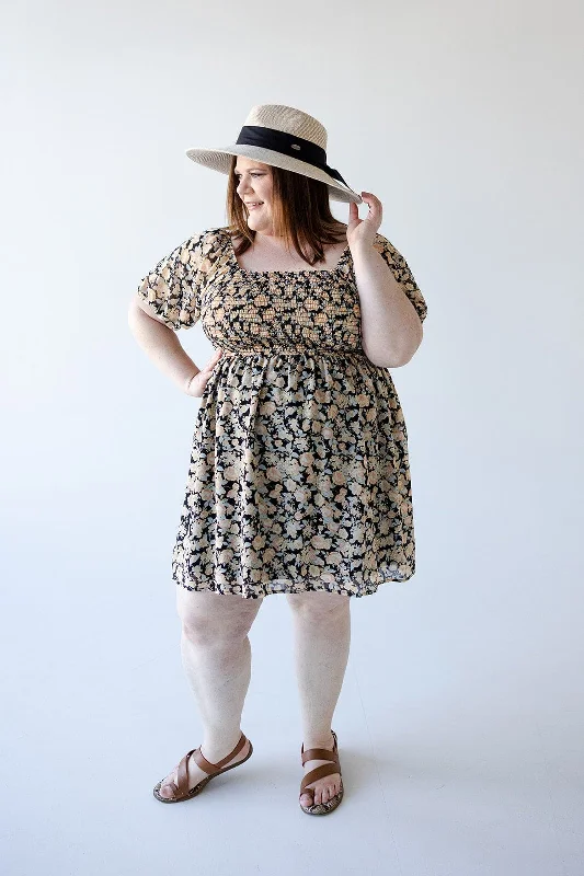 Bold Prints Casual Chic PUFF SLEEVE A-LINE FLORAL DRESS