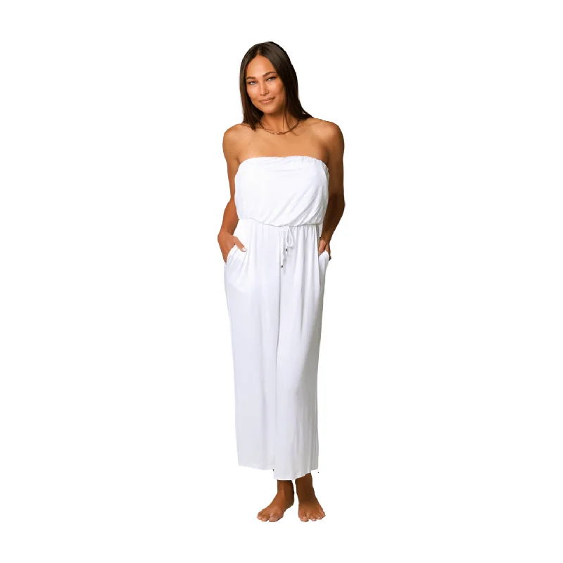 Clothes Of Woman J Valdi Kira Jersey Sleeveless Jumpsuit Cover Up - White